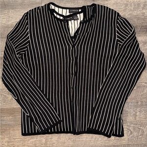 Vintage Elegant Chic Black and White Striped Cardigan and Top